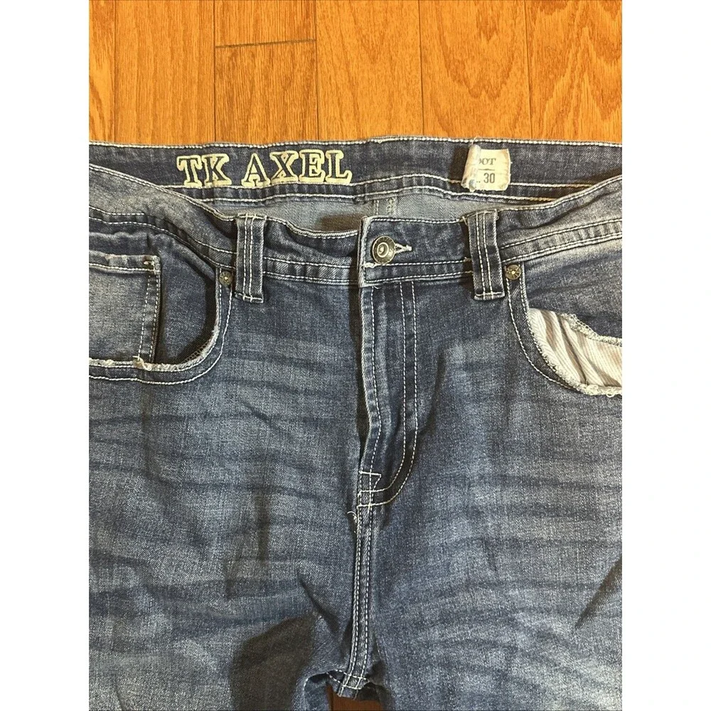 TK Axel Slim Boot Cut Jeans Thick Stitch Medium Blue Jeans Men's Size 40x30